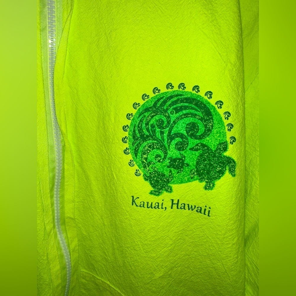 Yacht Club Lg Jacket Neon Green Hood Full Zip Kauai, Hawaii - Picture 3 of 4